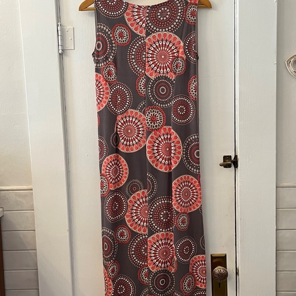 Sleeveless, Robbie Bee dress. Sz M, gray and coral geo print - Picture 2 of 6